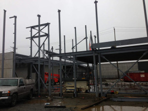 Early stage of installation of structural steel